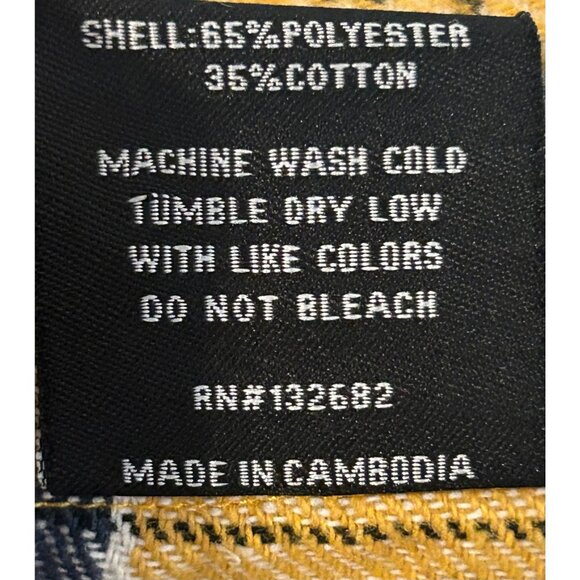 Men's Yellow Navy Plaid Flannel Shirt M Original Deluxe Supply Grunge Lumberjack - Picture 4 of 7